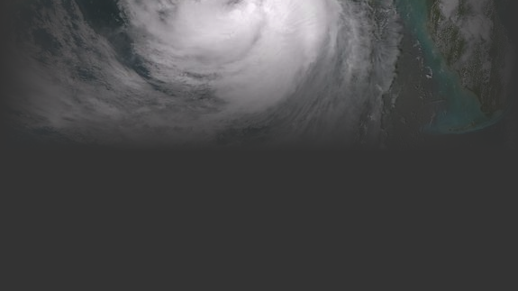 Satellite view of a hurricane.